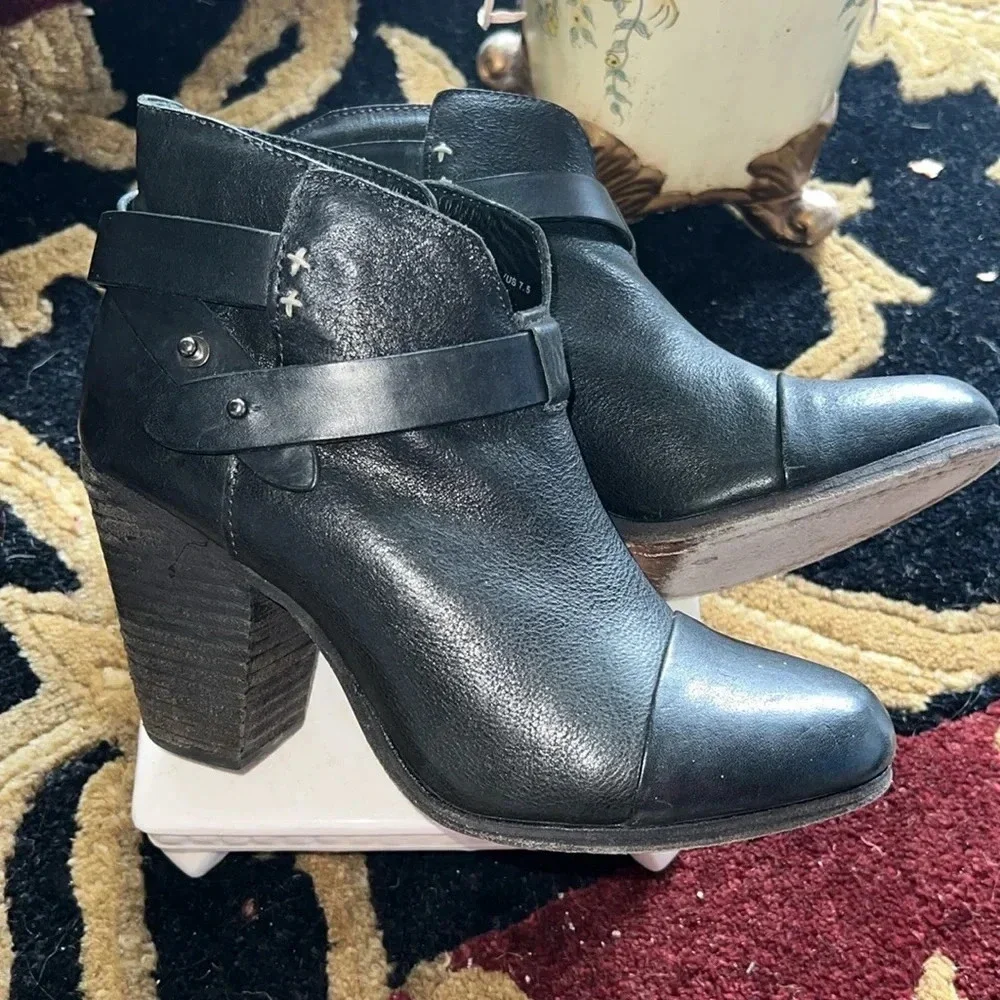 Rag & Bone Women’s Black Leather Ankle Booties, Boots Shoes Size 7
